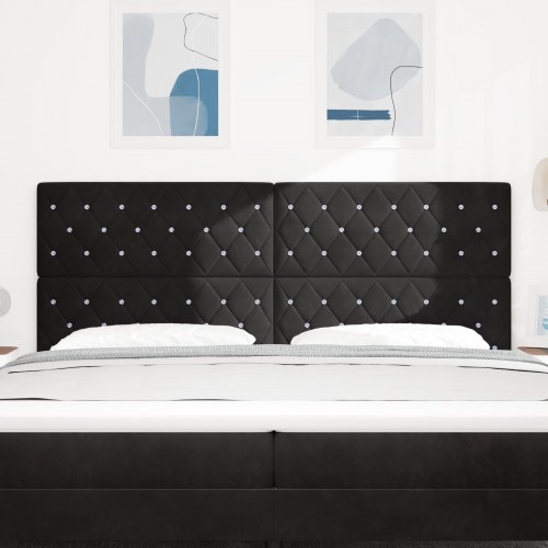 LED-sengegavl i sort fløjl - 200 cm
