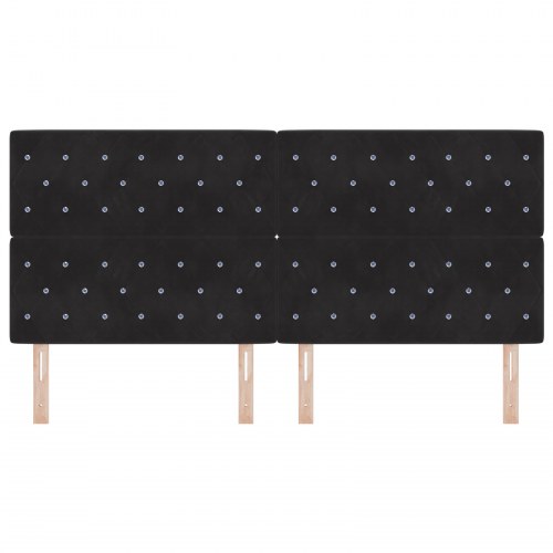 LED-sengegavl i sort fløjl - 200 cm