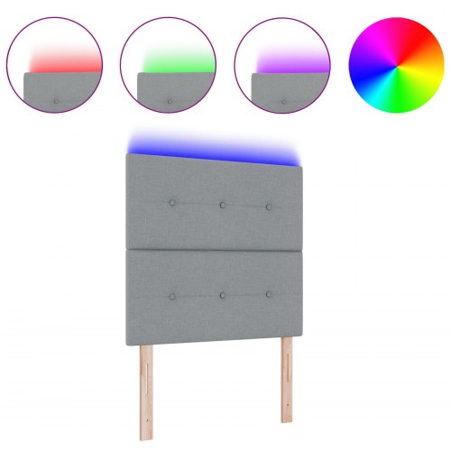 LED-sengegavl med RGB LED-lys - lysegrå, 80 cm