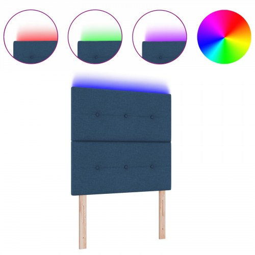 LED-sengegavl blå 80 cm - stof