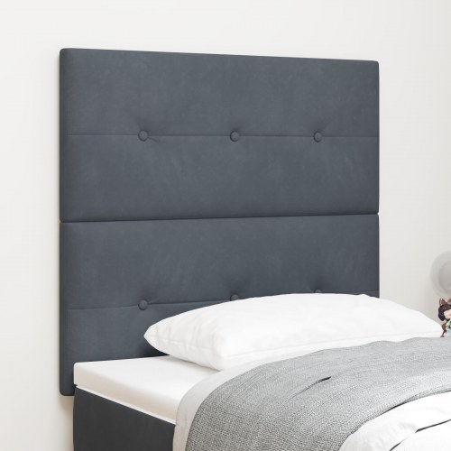 LED-sengegavl i fløjl - grå, 90 cm