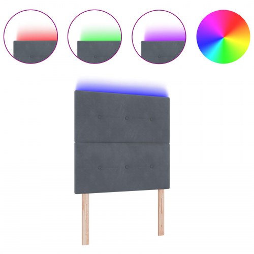 LED-sengegavl i fløjl - grå, 90 cm