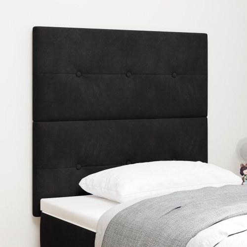 LED-sengegavl 90 cm i fløjl - sort