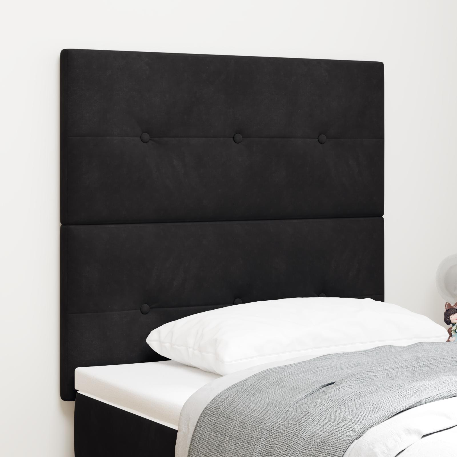 LED sengegavl med RGB-lys - fløjl, sort, 90 cm