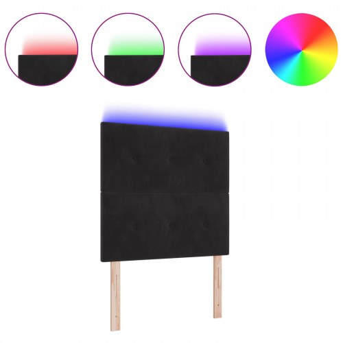 LED-sengegavl 90 cm i fløjl - sort