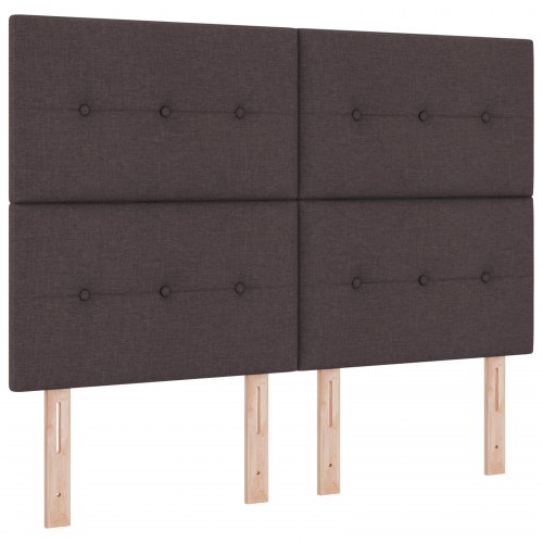 LED-sengegavl i mørkebrunt stof - 144 x 7 x 128 cm