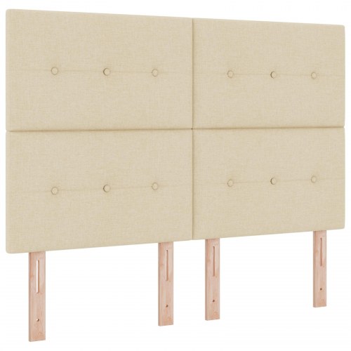 LED-sengegavl i creme 144 cm - stof
