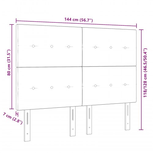 LED-sengegavl i creme 144 cm - stof