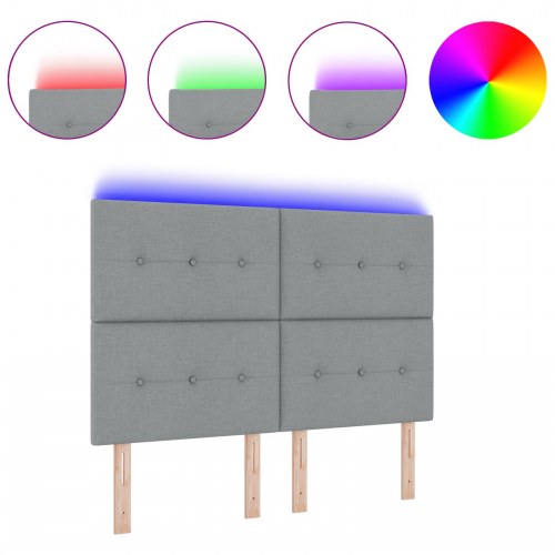 LED-sengegavl i stof - lysegrå 160 cm