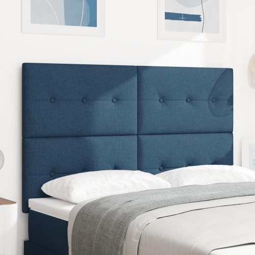 LED-sengegavl i blå polyester - 160 cm