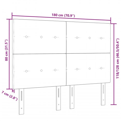 LED-sengegavl i blå polyester - 180 cm