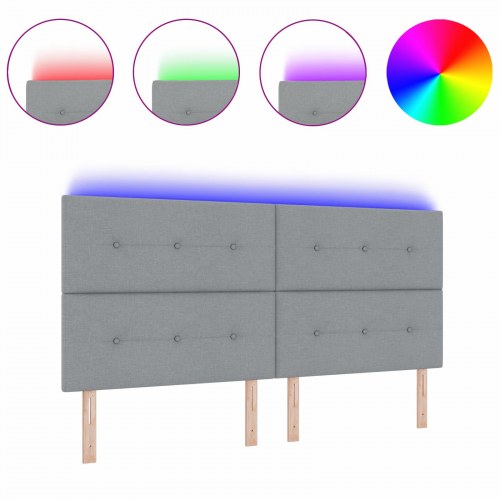 LED-sengegavl i lysegrå stof - 200 cm