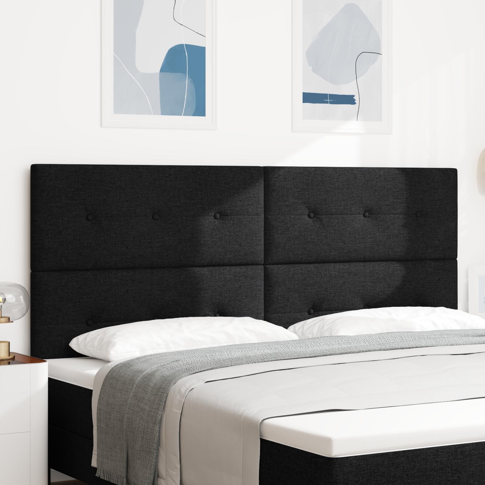 vidaXL LED sengegavl med LED-lysstrimler Sort 200 cm Stof