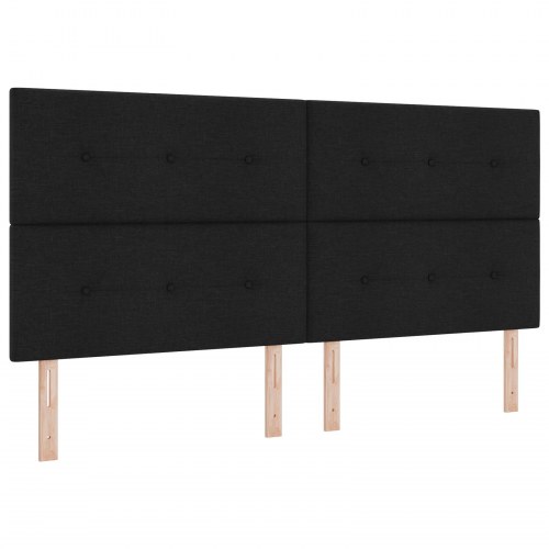 LED-sengegavl i sort stof - 200 cm