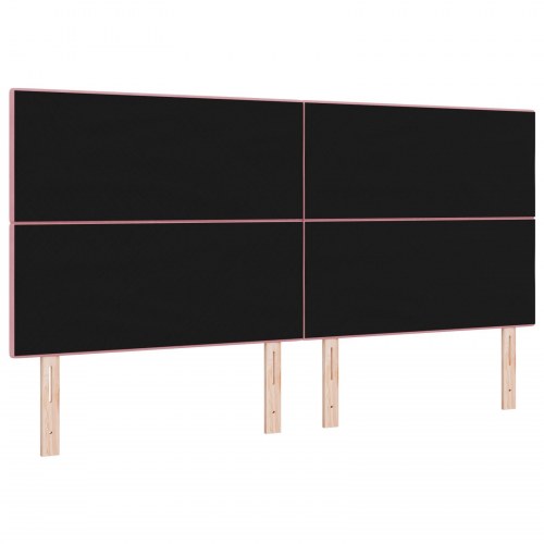 LED-sengegavl i lyserød fløjl - 200 x 7 x 128 cm