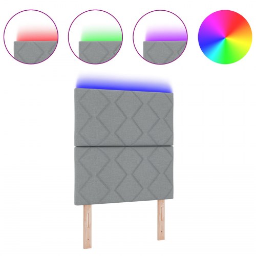 LED-sengegavl i stof - lysegrå, 80 cm