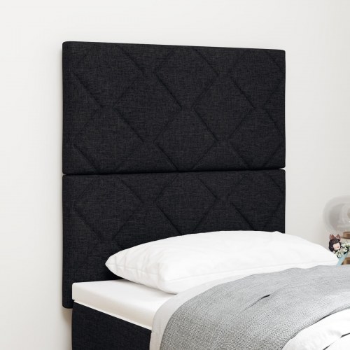LED-sengegavl i sort stof - 80 x 7 x 128 cm