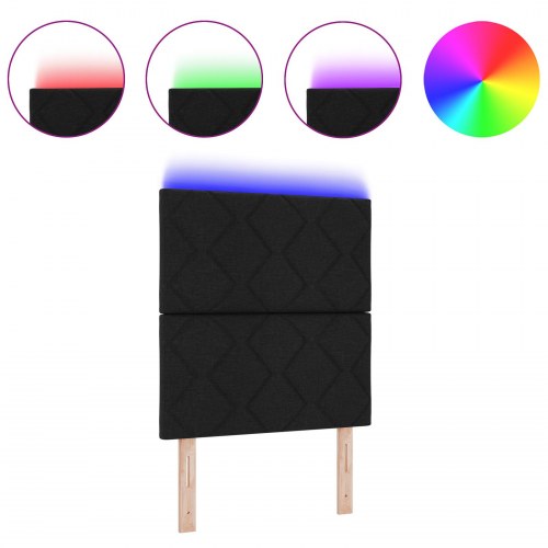 LED-sengegavl i sort stof - 80 x 7 x 128 cm