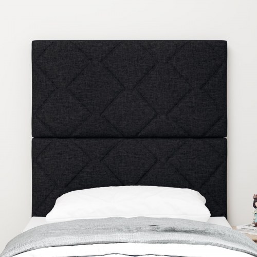 LED-sengegavl i sort stof - 80 x 7 x 128 cm