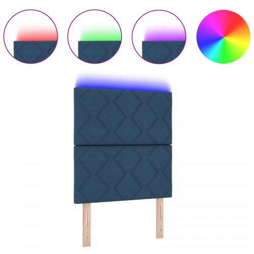 LED-sengegavl blå 80 cm i stof