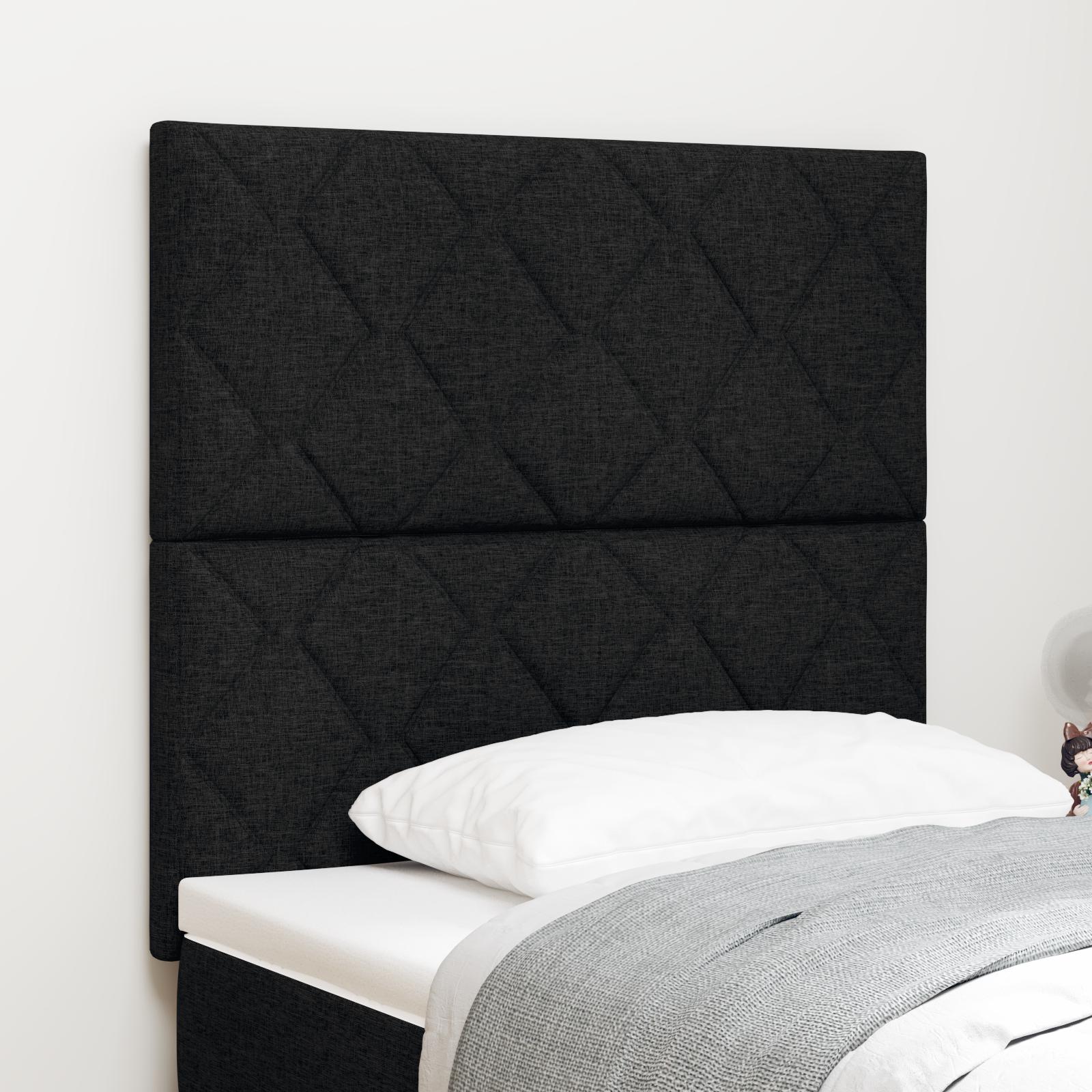 vidaXL LED sengegavl Sort 90 cm Stof