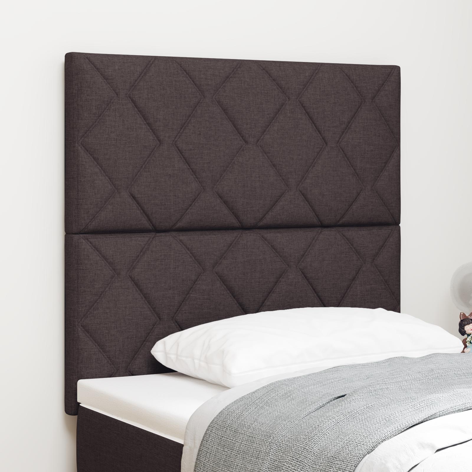 vidaXL LED sengegavl Brun 90 cm Stof
