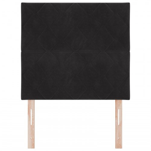 LED sengegavl i sort fløjl - 90 cm