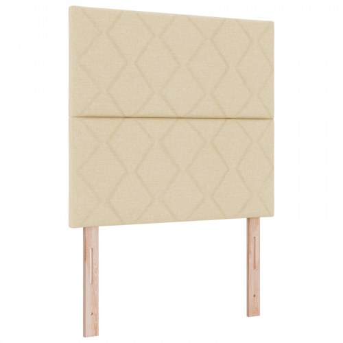 LED-sengegavl i stof - creme