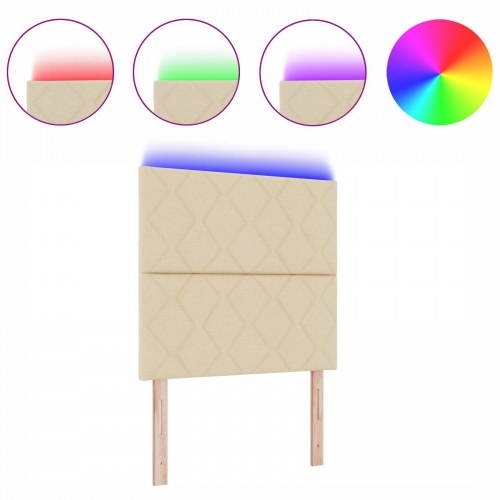 LED-sengegavl i stof - creme