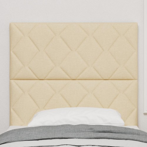 LED-sengegavl i stof - creme