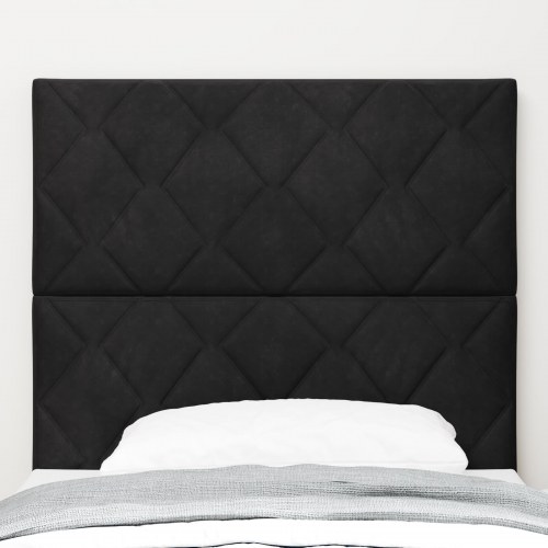 LED sengegavl i sort fløjl - 100 cm