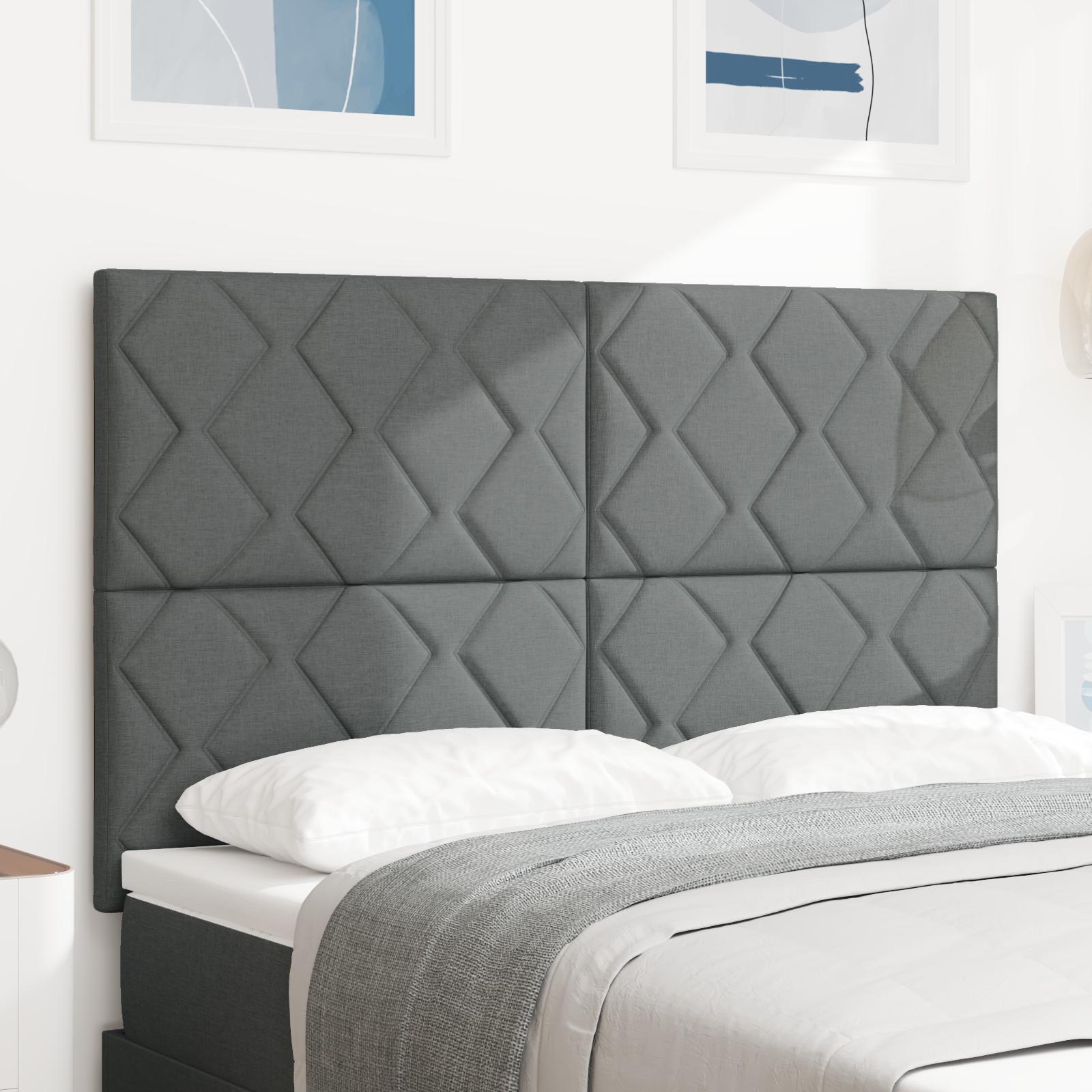 vidaXL LED sengegavl Grå 144 cm Stof