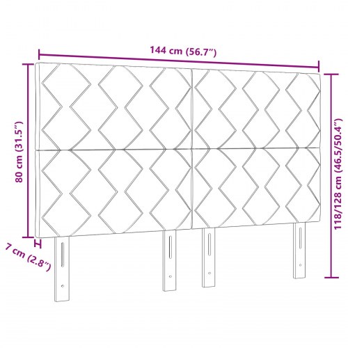 LED-sengegavl i lysegråt stof 144 cm