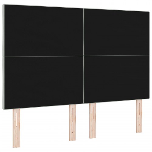 LED sengegavl i lysegrå fløjl - 144 x 7 x 128 cm
