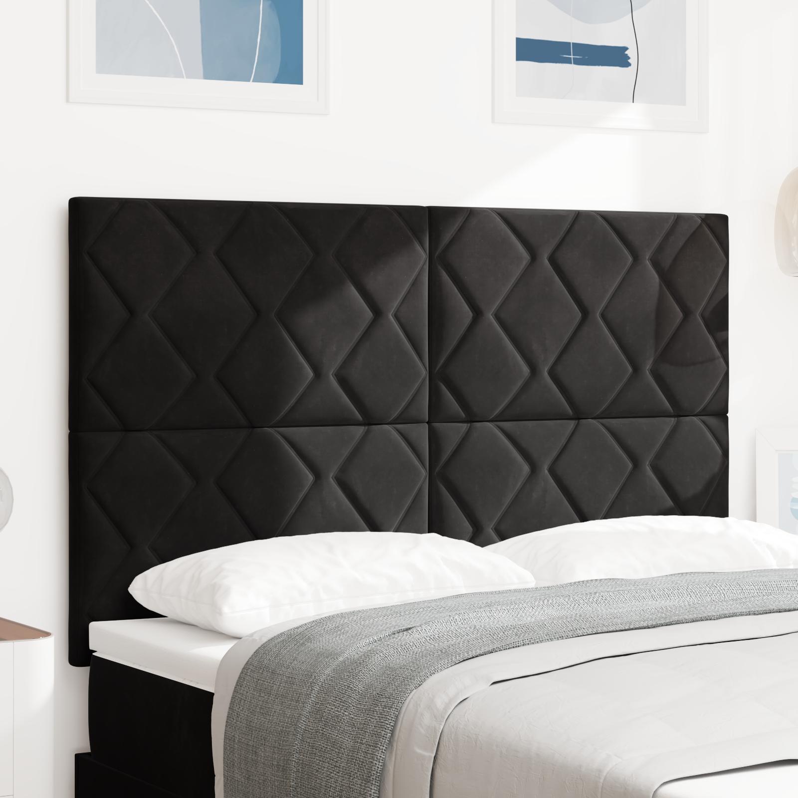 vidaXL LED sengegavl Sort 160 cm Fløjl