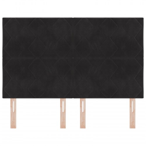 LED-sengegavl i fløjl - sort, 160 x 7 x 128 cm
