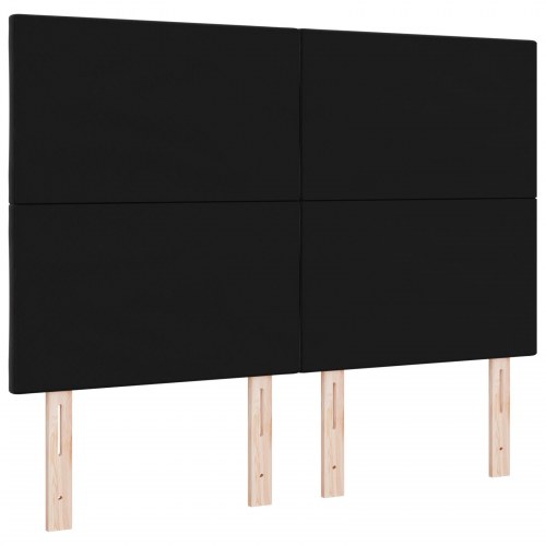 LED-sengegavl i fløjl - sort, 160 x 7 x 128 cm