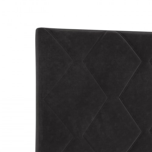 LED-sengegavl i fløjl - sort, 160 x 7 x 128 cm