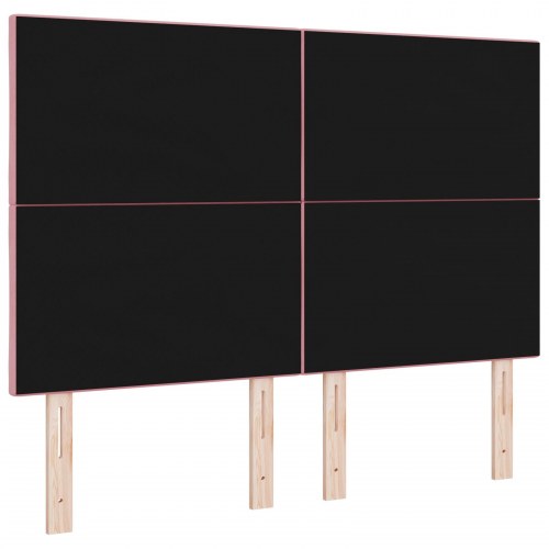 LED sengegavl i lyserød fløjl - 160 cm