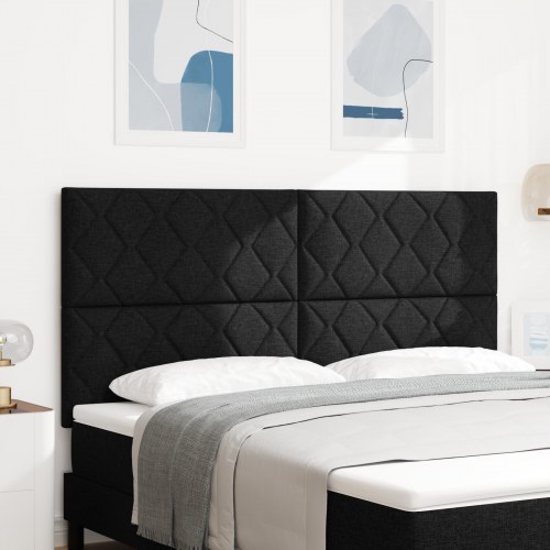 LED-sengegavl i stof - sort 180 cm