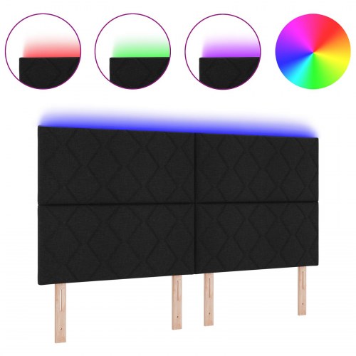 LED-sengegavl i stof - sort 180 cm