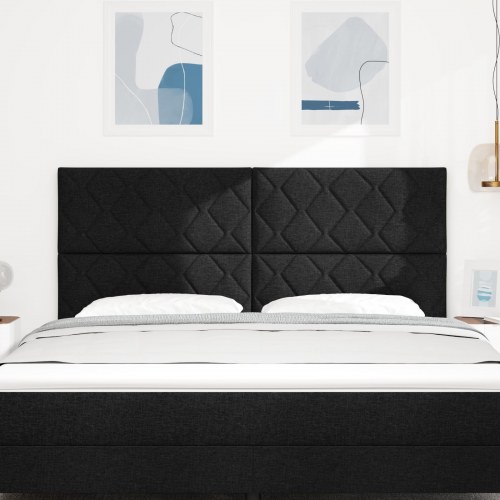 LED-sengegavl i stof - sort 180 cm