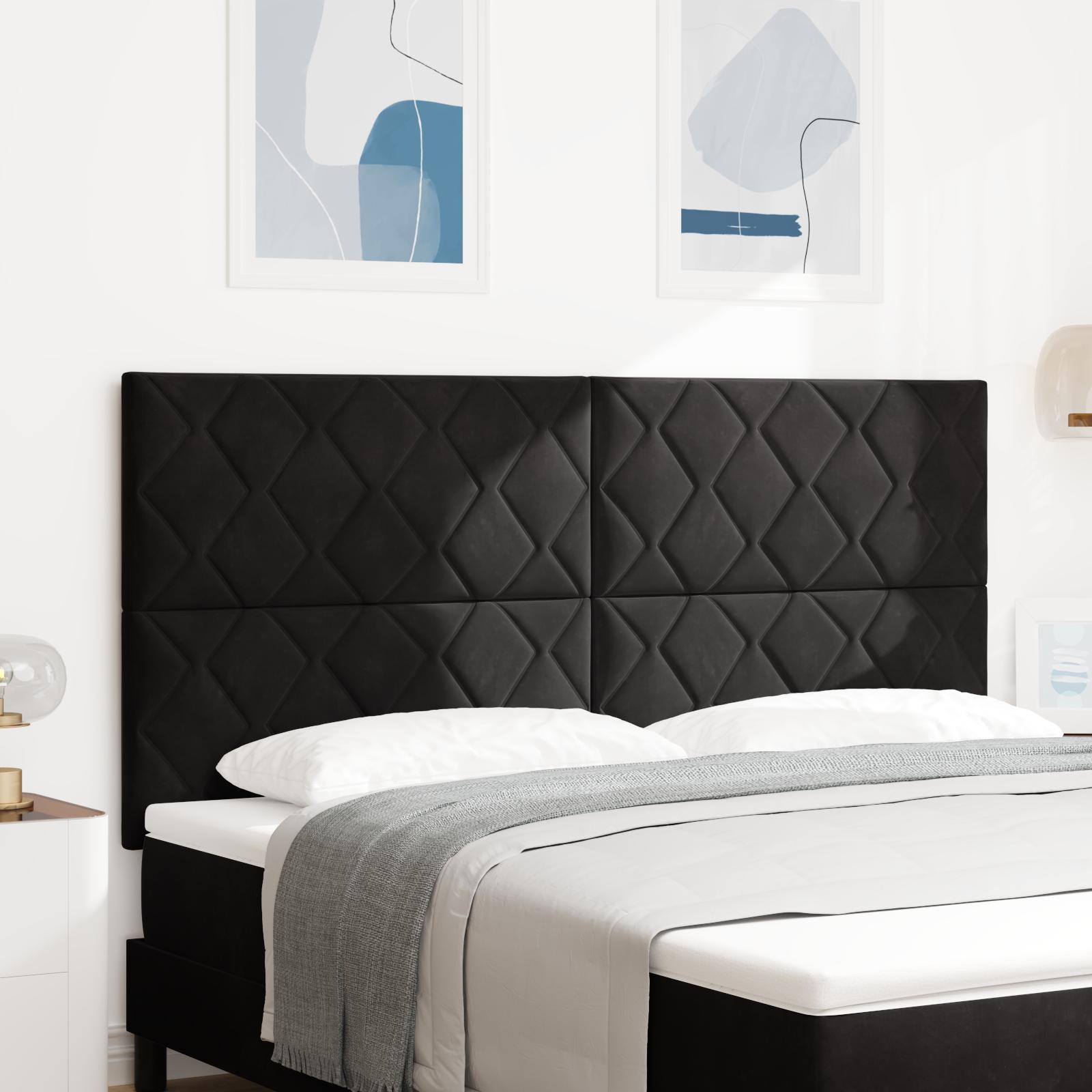 vidaXL LED sengegavl Sort 180 cm Fløjl