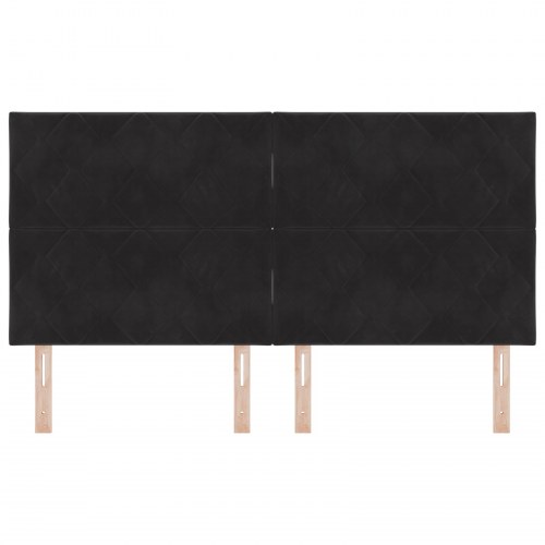 LED-sengegavl i sort fløjl - 180 x 7 x 128 cm