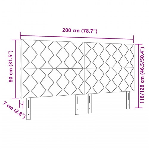 LED-sengegavl i gråt stof - 200 cm