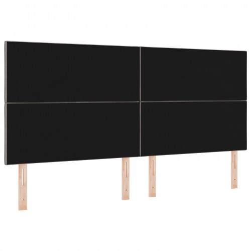 LED-sengegavl i stof - gråbrun, 200 x 7 x 128 cm