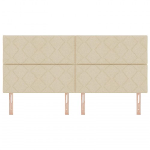 LED-sengegavl i creme stof - 200 x 128 cm