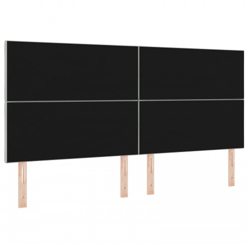 LED-sengegavl i fløjl - lysegrå, 200 cm
