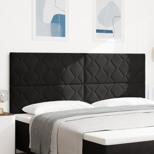 LED sengegavl i sort fløjl - 200 x 7 x 118-128 cm