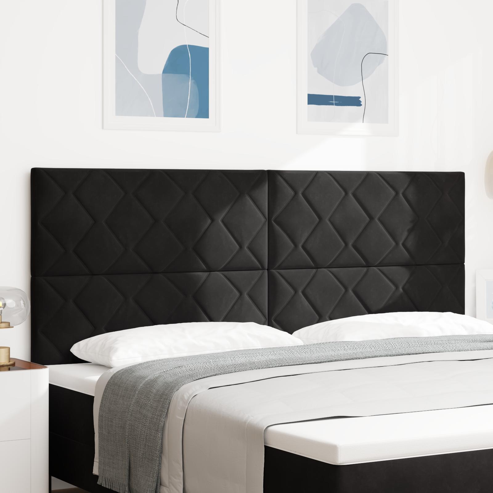 vidaXL LED sengegavl Sort 200 cm Fløjl